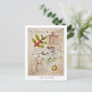 EVE Painted Coffee Botanical Illustration         Postcard
