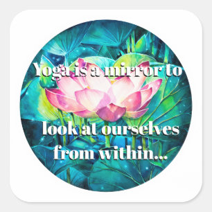 EVE Painted Lotus Flower Button & Yoga Quote Square Sticker