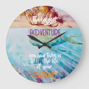 EVE Painted Tropical Island Whale Wall Clock
