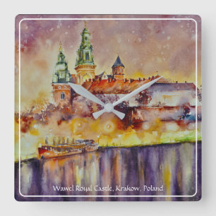 EVE Painted Wawel, Krakow, Poland Square Wall Clock