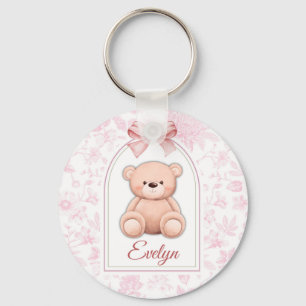 Evelyn   Custom Pink Teddy Bear Nursery Design  Key Ring