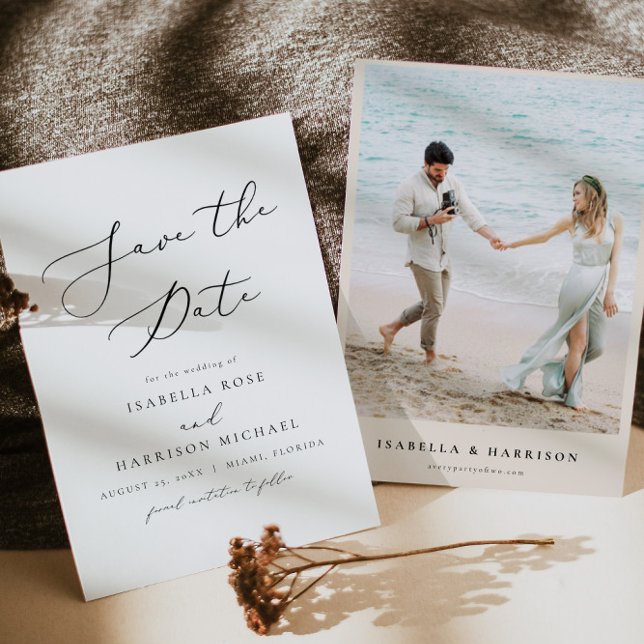 EVELYN Elegant Calligraphy Script Save the Date Invitation (Creator Uploaded)