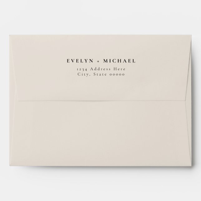 EVELYN Elegant Cream Wedding Return Address Envelope (Back (Top Flap))