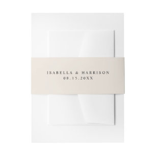 EVELYN Elegant Minimalist Cream Beige Belly Band Invitation Belly Band