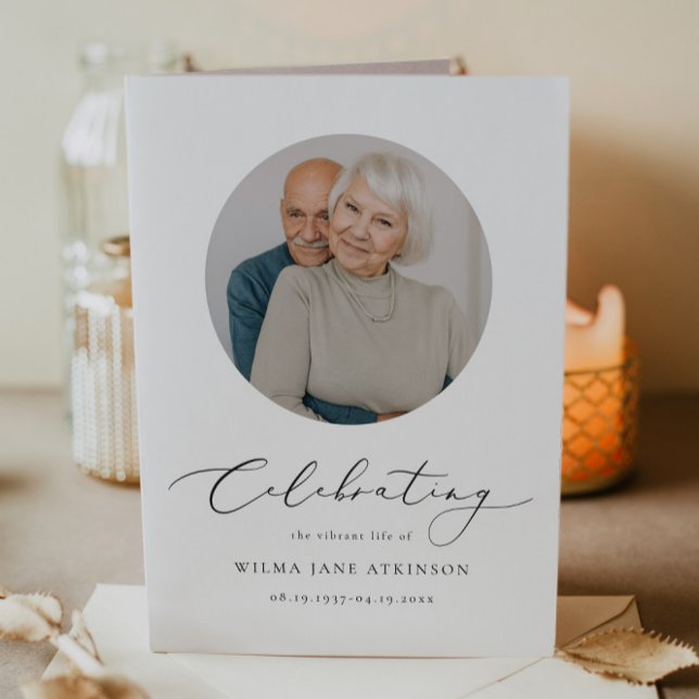 EVELYN Elegant Script Memorial Funeral Program Card (Creator Uploaded)