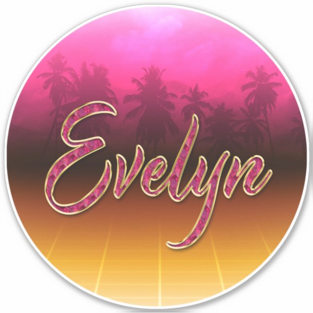 Evelyn First Name Golden pink Sticker (Front)