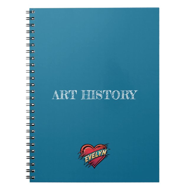 Evelyn Heart Blue Notebook (Front)