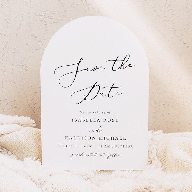 EVELYN Modern Script Arched Save the Date Invitation (Creator Uploaded)