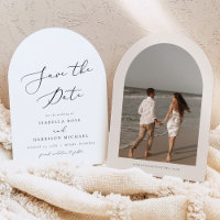 EVELYN Modern Script Arched Save the Date
