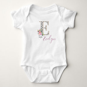 Evelyn Name Baby Outfit Letter Romper Floral Girl Bodysuit