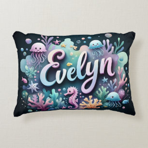 Evelyn Name Ocean Theme Decorative Sea Life Cushion