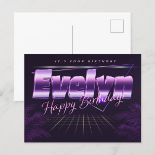 Evelyn Name Vorname lila Postkarte Geburtstag Postcard