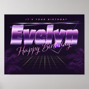 Evelyn Name Vorname lila retro Poster Geburtstag