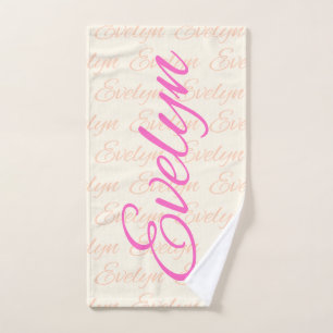 Evelyn Repeating Name Pattern Bath Towel Set