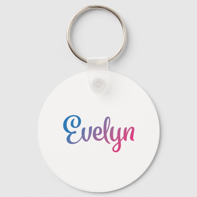 Evelyn Stylish Cursive Key Ring (Front)