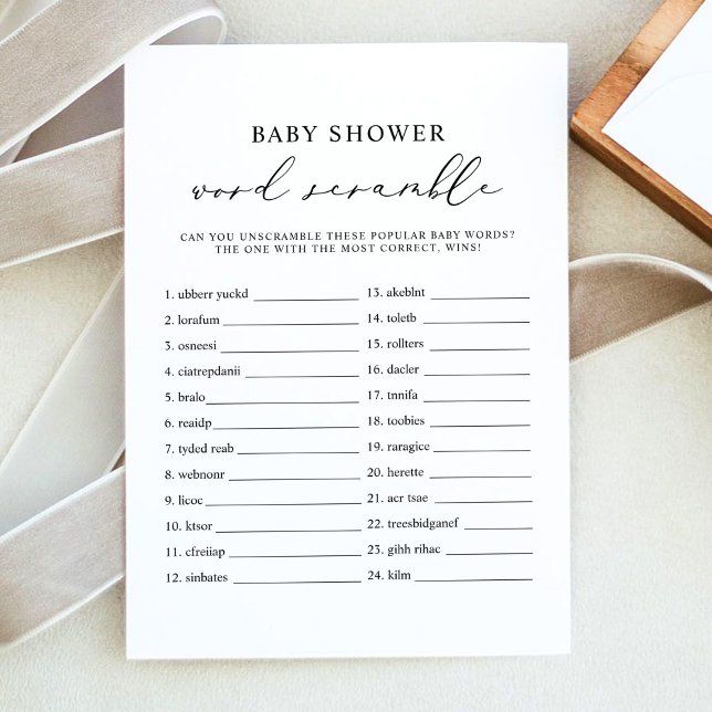 EVELYN Word Scramble Baby Shower Game Card (Creator Uploaded)