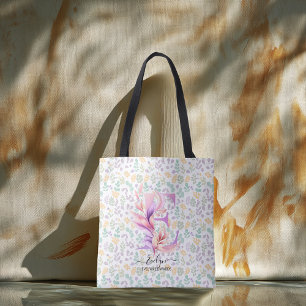 Evelyn's Floral Monogram Tote with Garden Back - E Bag