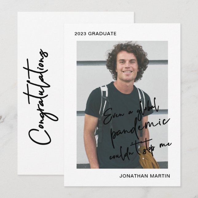 Even a Pandemic One Photo Graduation Party Invitation (Front/Back)