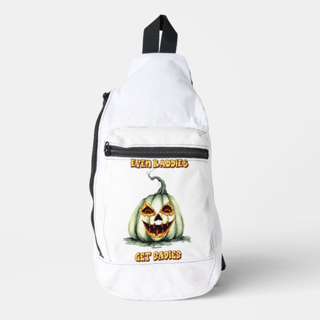 Even Baddies Get Saddies Evil Pumpkin  Sling Bag (Front)
