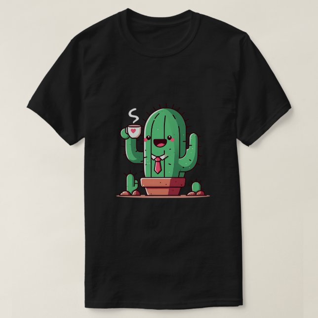 Even cacti drink coffee T-Shirt (Design Front)