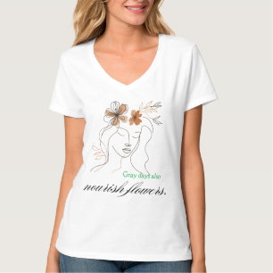 Even gray days bloom – Boho floral art for emotion T-Shirt