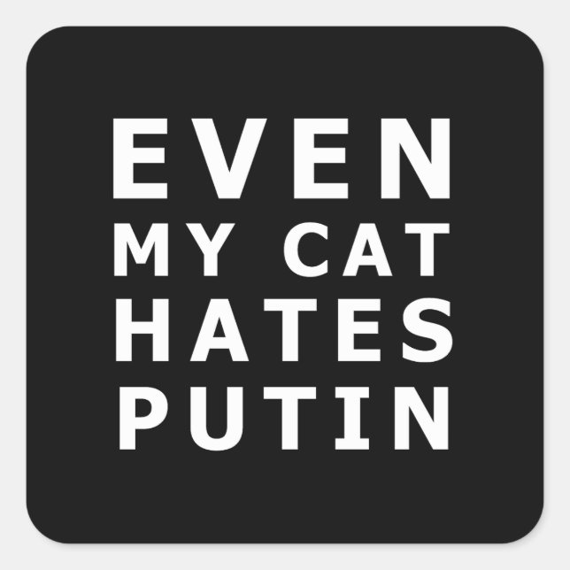 Even my cat hates putin square sticker (Front)