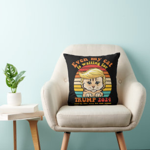 Even My Cat Is Waiting For Trump 2024 Apparel Cushion
