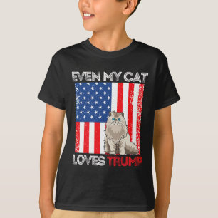 Even My Cat Loves Trump Pro Trump American Flag Re T-Shirt