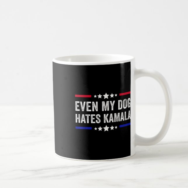 Even My Dog Hates Kamala Harris 2024 American Flag Coffee Mug (Right)