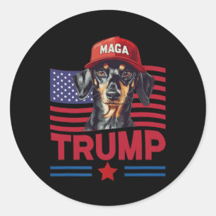 Even My Dog Loves Trump Funny Dachshund Mega Hat Classic Round Sticker