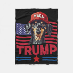 Even My Dog Loves Trump Funny Dachshund Mega Hat Fleece Blanket