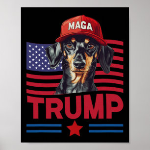 Even My Dog Loves Trump Funny Dachshund Mega Hat Poster