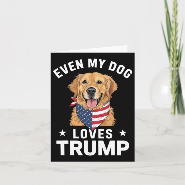 Even My Dog Loves Trump Usa Flag Bandanna  Card (Front)