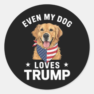 Even My Dog Loves Trump Usa Flag Bandanna Classic Round Sticker