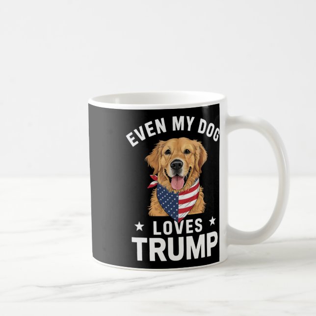 Even My Dog Loves Trump Usa Flag Bandanna  Coffee Mug (Right)