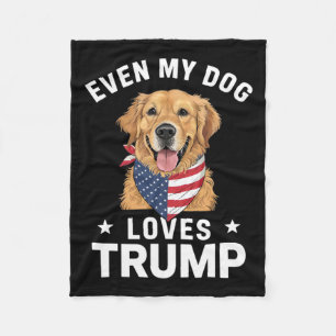 Even My Dog Loves Trump Usa Flag Bandanna  Fleece Blanket