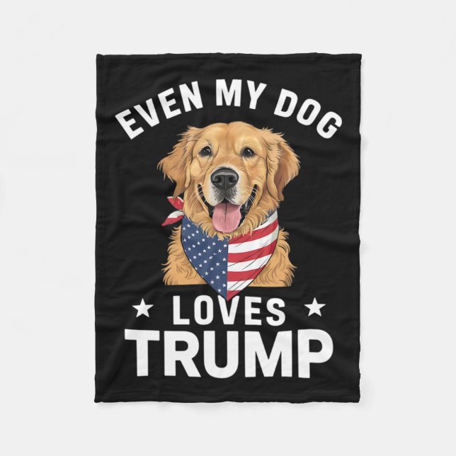 Even My Dog Loves Trump Usa Flag Bandanna  Fleece Blanket (Front)