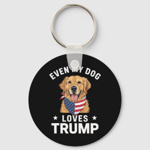 Even My Dog Loves Trump Usa Flag Bandanna  Key Ring