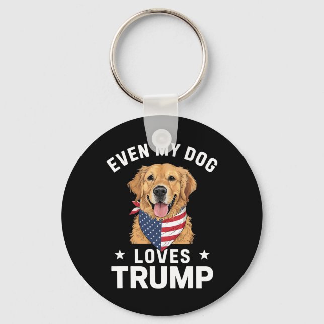 Even My Dog Loves Trump Usa Flag Bandanna  Key Ring (Front)