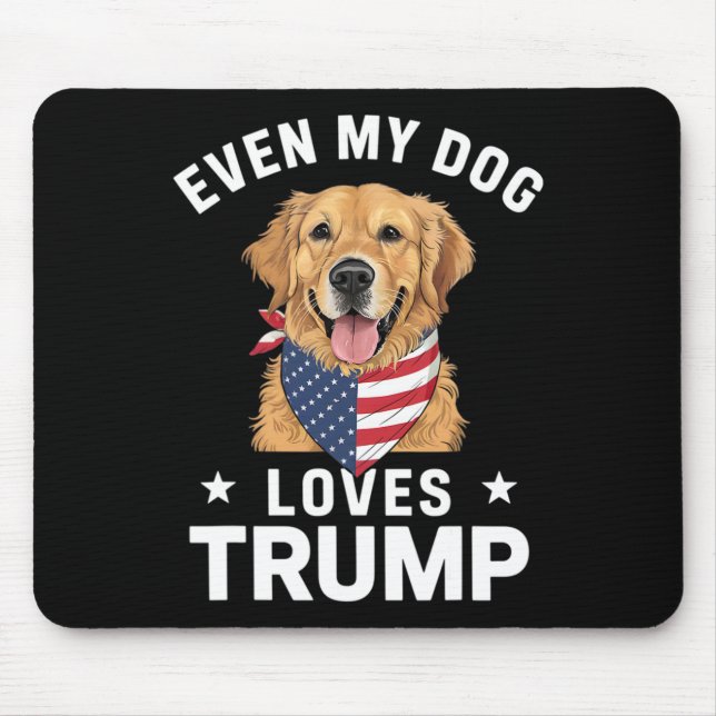 Even My Dog Loves Trump Usa Flag Bandanna  Mouse Mat (Front)