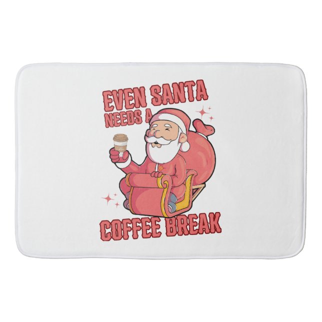 Even Santa Needs A Coffee Break Bath Mat (Front)