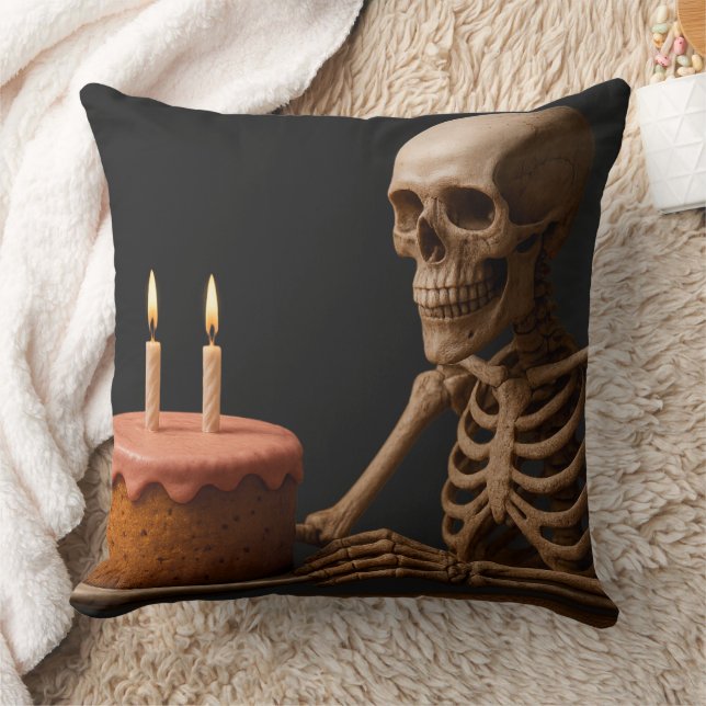 Even Skeletons Deserve a Birthday Slice Cushion (Blanket)