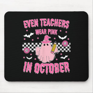 Even Teachers Wear Pink In October Halloween Breas Mouse Mat
