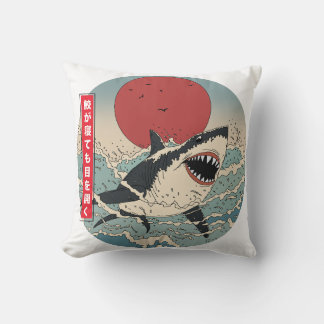 Even when a shark sleeps it keeps its eyes open cushion