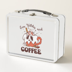 Even Witches Need Coffee – Cute Ghost Metal Lunch Box