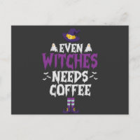 Even Witches Needs Coffee Funny Spooky Halloween