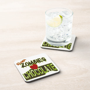 Even Zombies Love Chocolate Cork-Backed Coasters