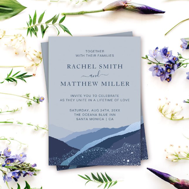 Evenin in the hills mountains bleu blue dusty  invitation (Creator Uploaded)