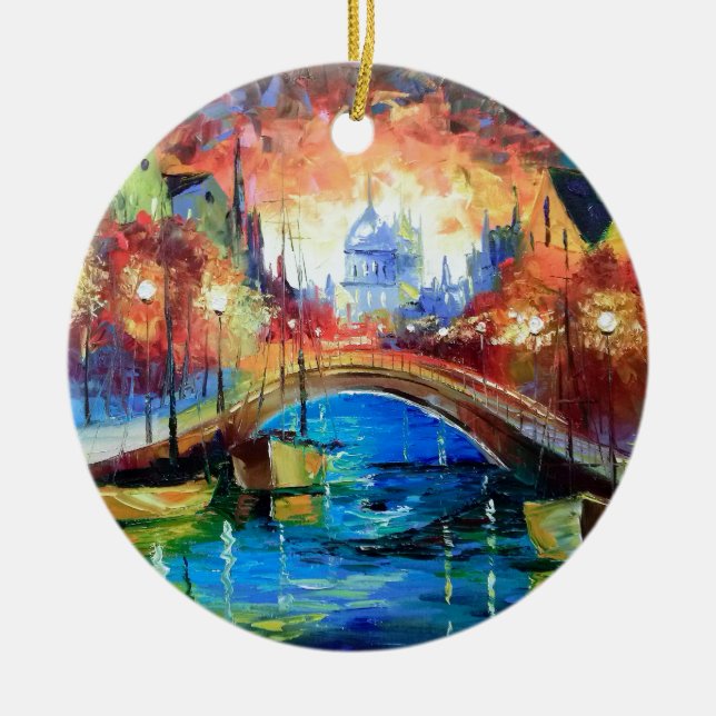 Evening Amsterdam Ceramic Tree Decoration (Front)