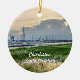 Evening At Charleston Harbor Ceramic Tree Decoration